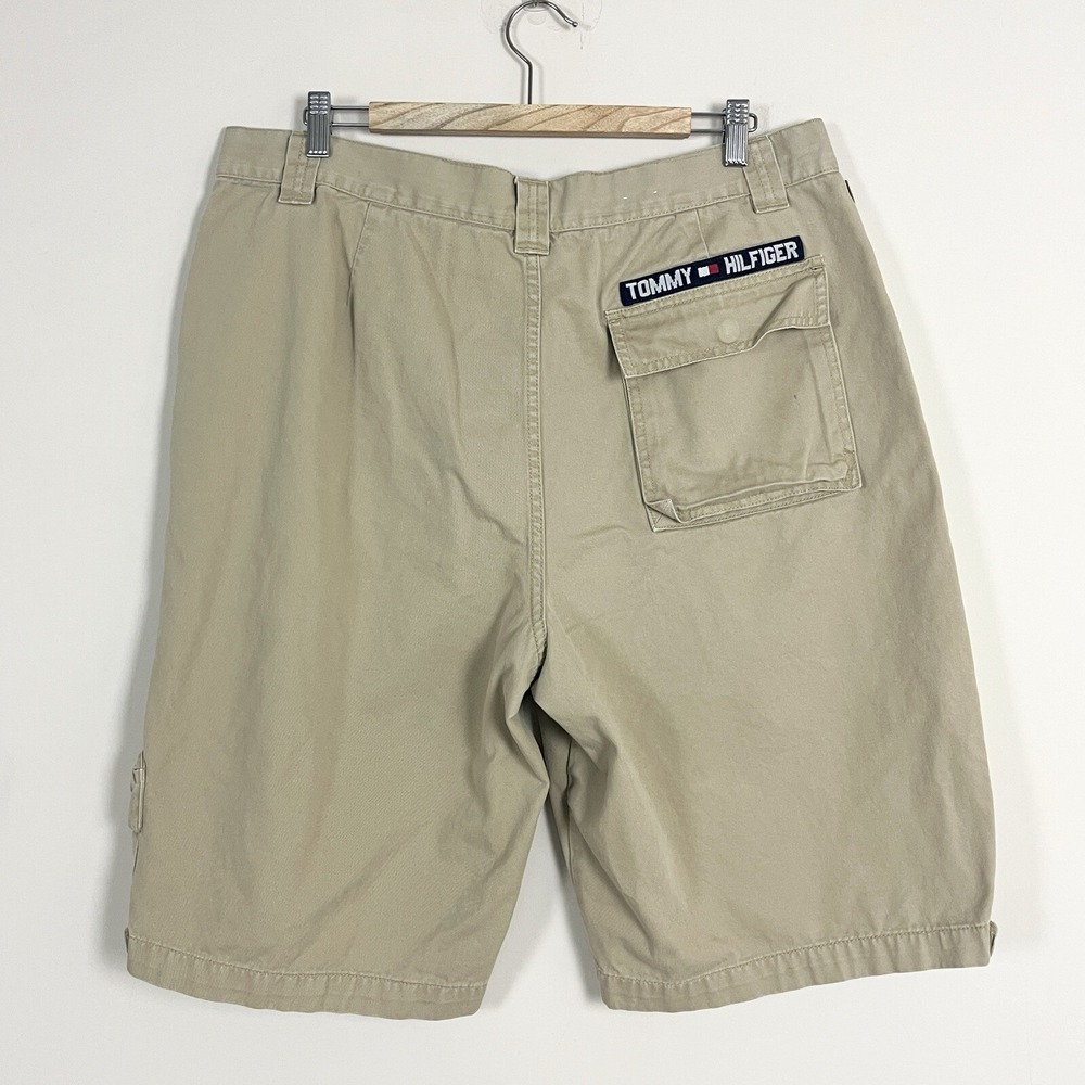 Tommy Hilfiger Vintage Y2K Men's Utility Shorts Tan Beige 12" Spellout 38 **